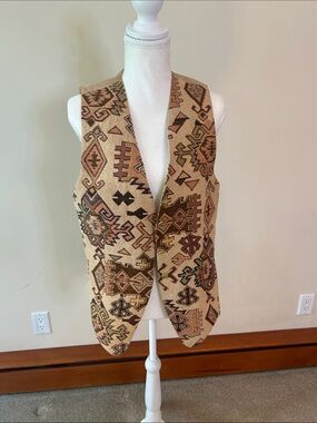 Southwestern Patterned Beige & Brown Vest
